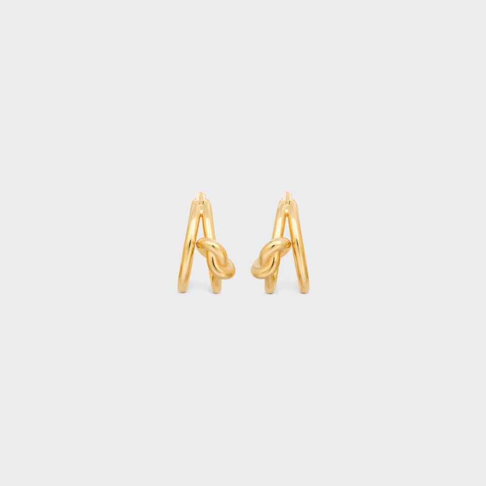 CELINE KNOT DOUBLE HOOPS IN BRASS WITH GOLD FINISH
